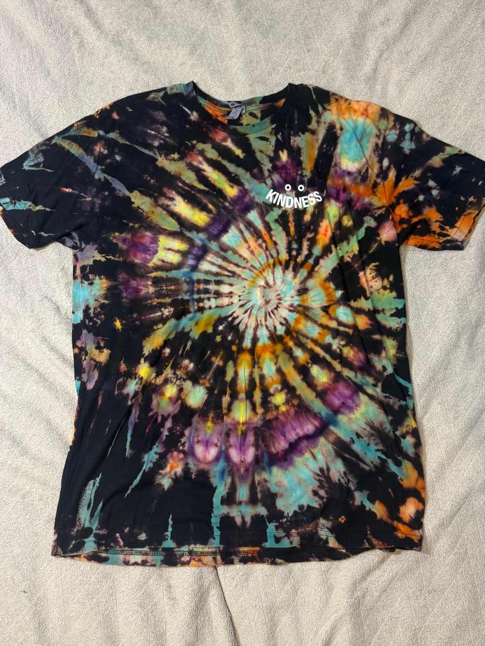 Next Level Apparel Black Tie-Dye 'Kindness' Short Sleeve Tee